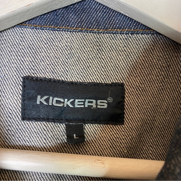 042 Kickers Vintage Blue Trucker Denim Jacket - Size L - Picture 2 of 10